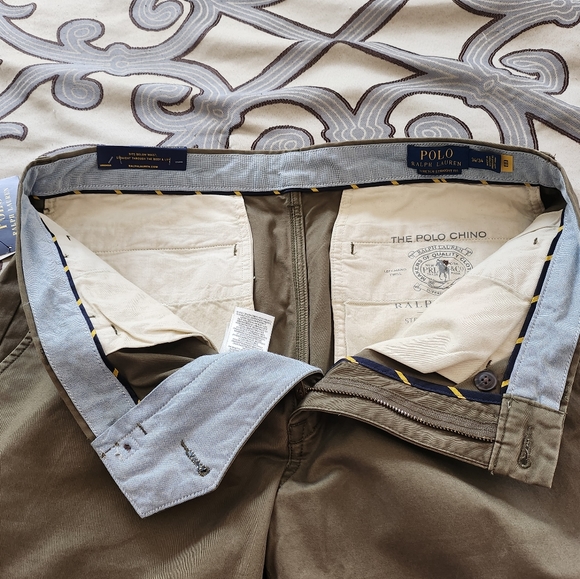 SOLD!!$115 Polo Ralph Lauren Chino Pants Mens 34x34 Green Khaki Stretch Straight - Picture 8 of 10